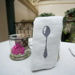 Linen napkin with teaspoon